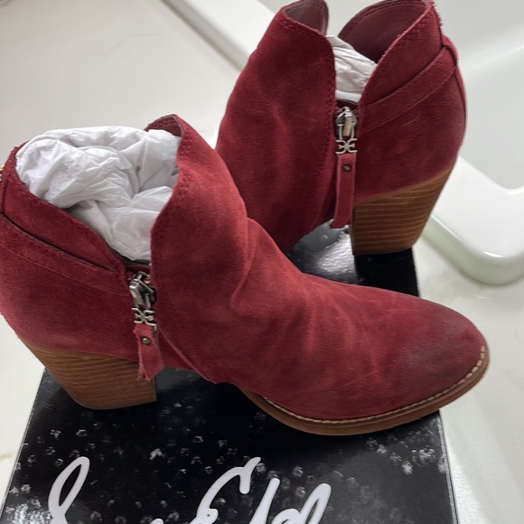 Sam Edelman Spiced Red Suede Bootie - Picture 6 of 9